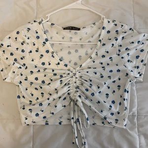 ditsy floral print drawstring top
